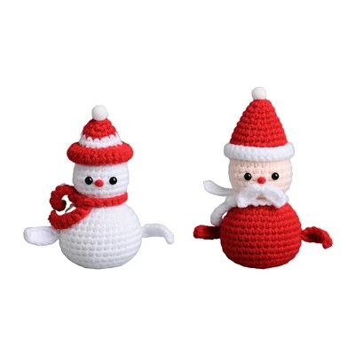 Háčkovaný plyšový Santa Claus a sněhulák